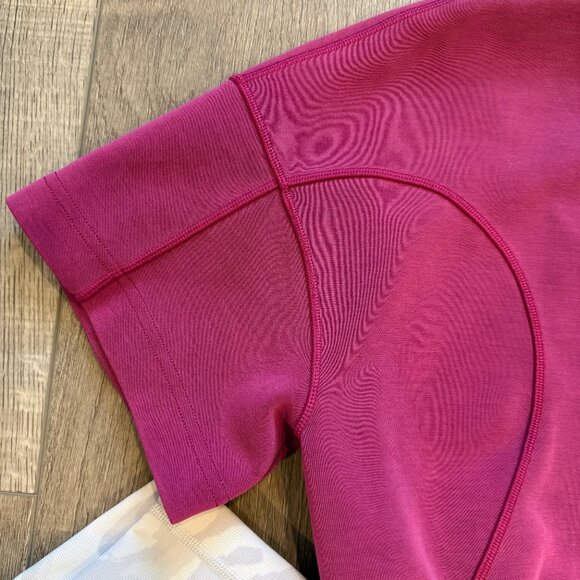 Lululemon Magenta Cropped Top Softstreme Short Sleeve - Picture 7 of 16